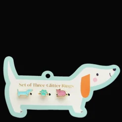 Bagues scintillantes sur carte chien (lot de 3)