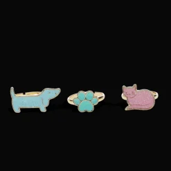 Bagues scintillantes sur carte chien (lot de 3)