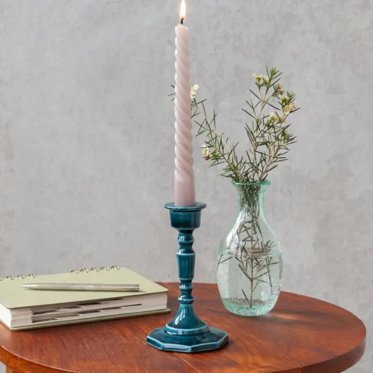 Bougeoir en émail (13cm) - Bleu