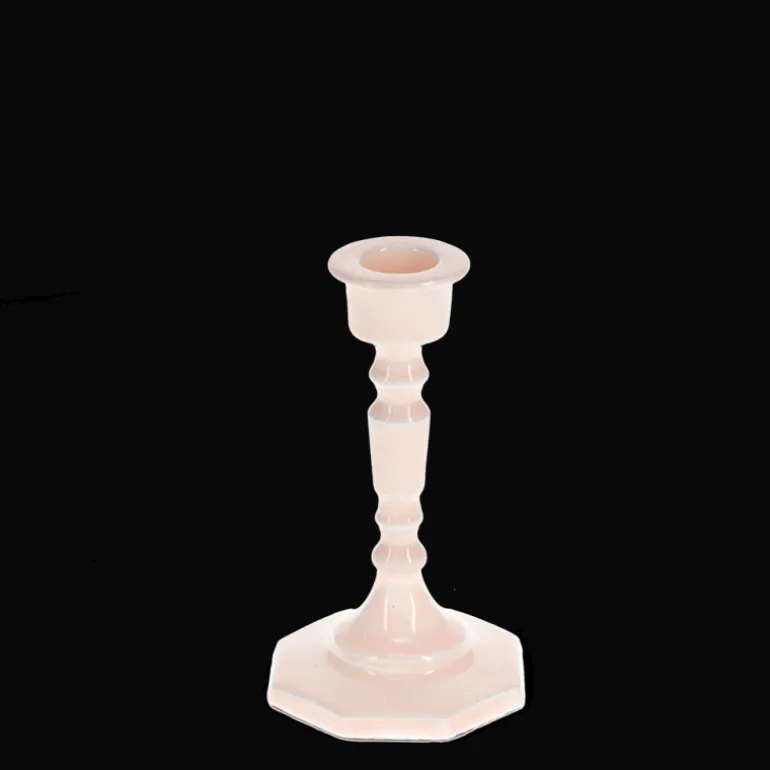 Bougeoir en émail (13cm) - Rose