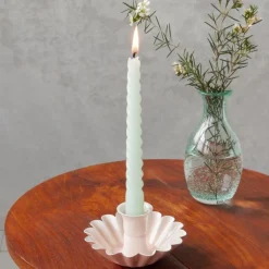 Bougeoir fleur en coupe en émail - Rose