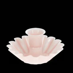 Bougeoir fleur en coupe en émail - Rose