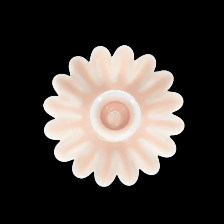 Bougeoir fleur en coupe en émail - Rose