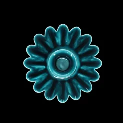 Bougeoir fleur en coupe en émail - Bleu