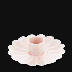 Bougeoir fleur plat en émail - Rose