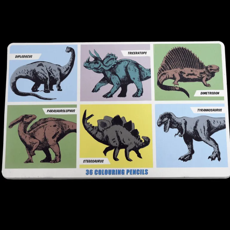 36 Crayons de Coloriage en Boite Prehistoric Land