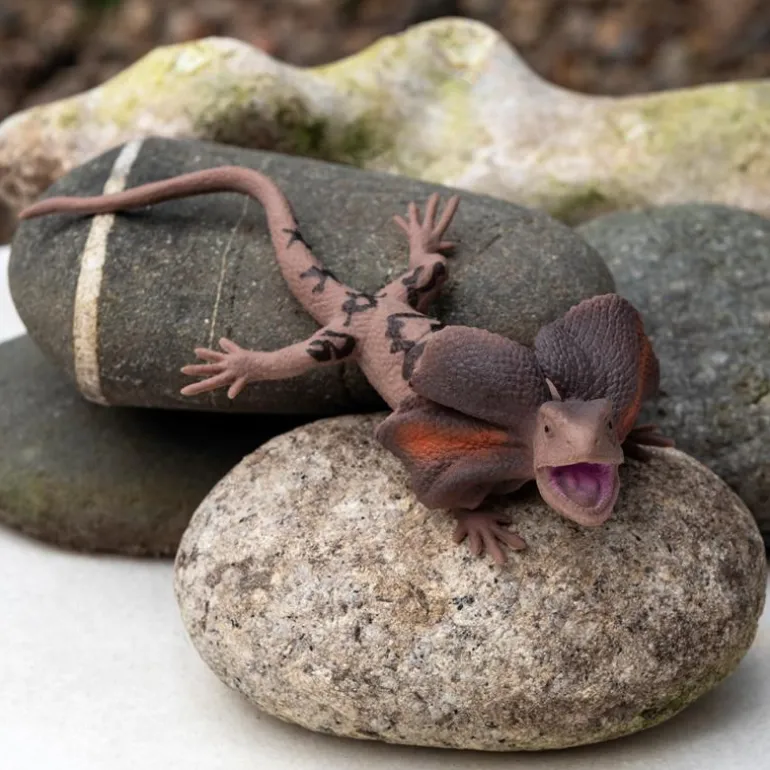 Jouet lézard réaliste à col volanté