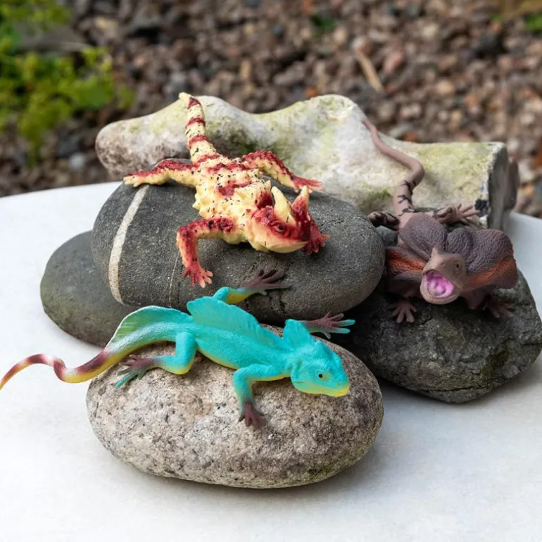 Jouet lézard réaliste à col volanté