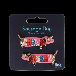 Pinces à cheveux à paillettes Sausage Dog (lot de 2)