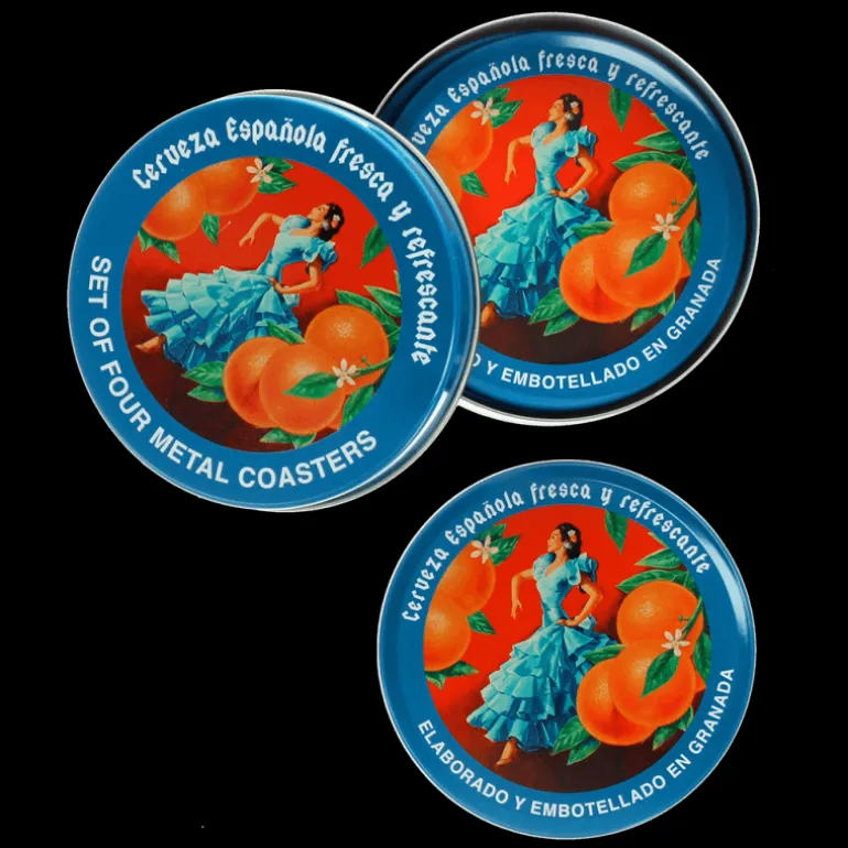 Sous-verres en métal - Cerveza Española (lot de 4)